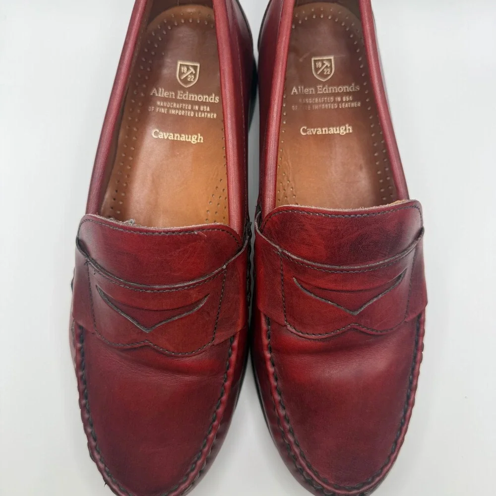 Allen Edmonds Cavanaugh Loafers 10 3E Penny‎ Dress Shoes Burgundy Leather 50026